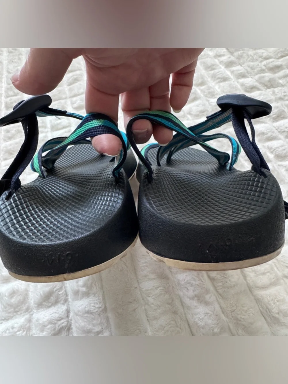 Chaco 9 Tegu Blue & Green Strap Sandals ~ Outdoor Hiking Water Adjustable - Picture 6 of 8